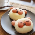 ピンクのたぬきくるみあんパン