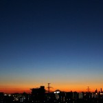 夕焼けとお月様